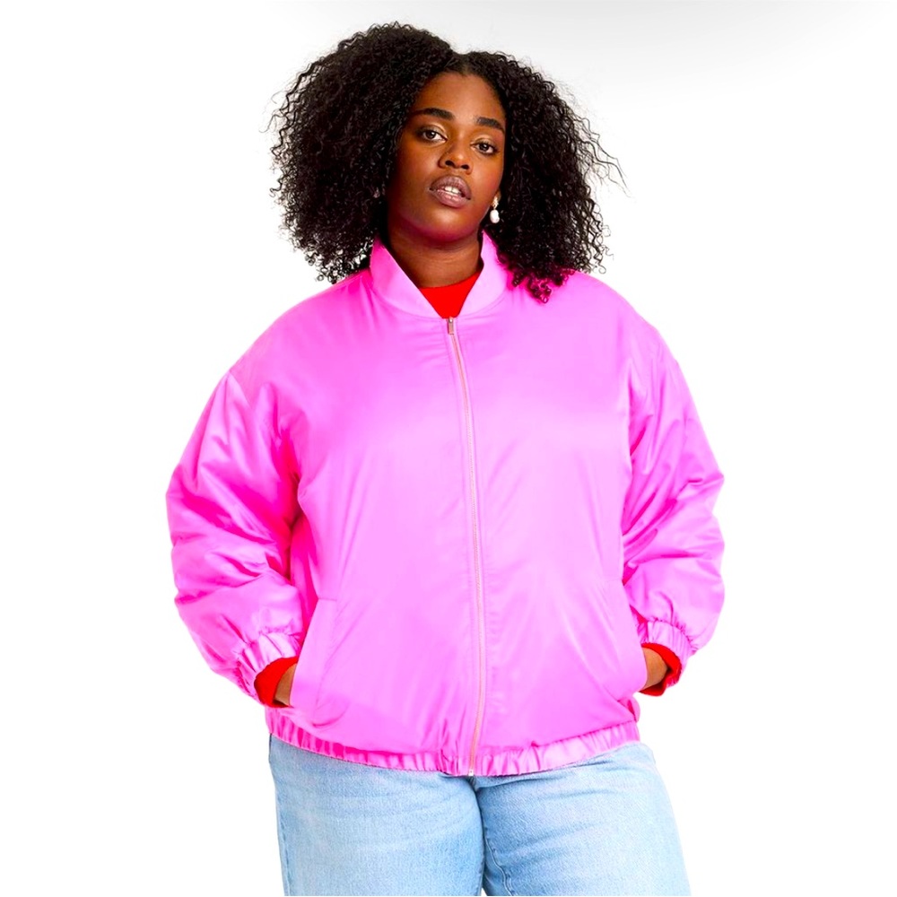 A New Day Women's Zip-Up Bomber Jacket Metallic